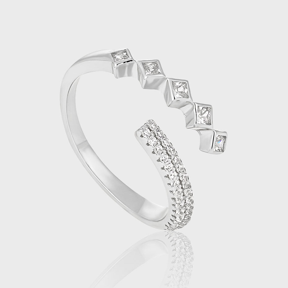 RHOMBUS CZ SPIRAL RING