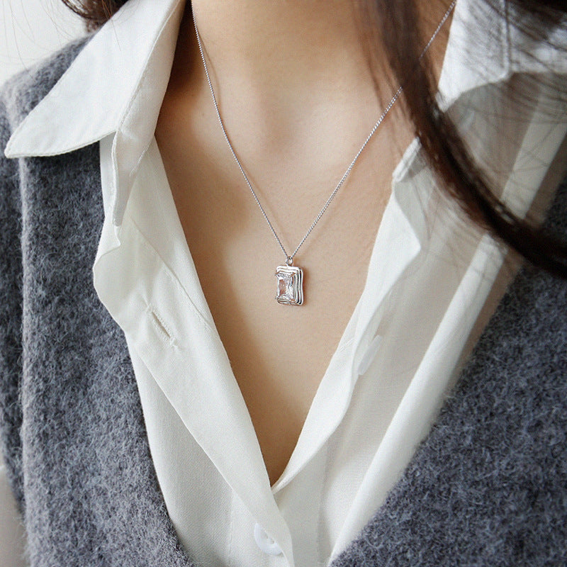 SQUARE CZ PENDANT NECKLACE