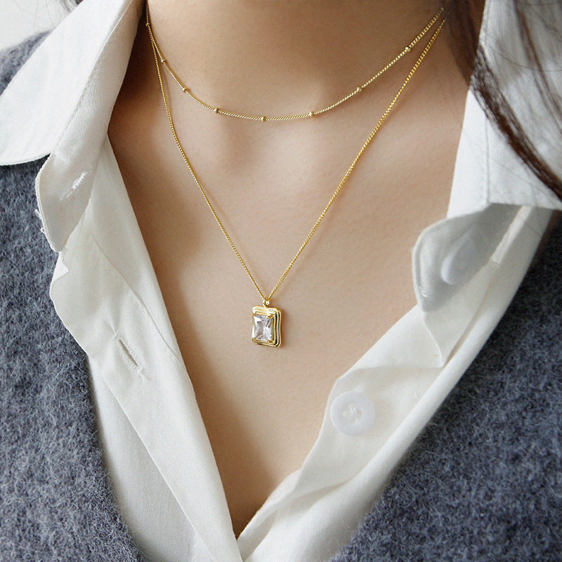 SQUARE CZ PENDANT NECKLACE