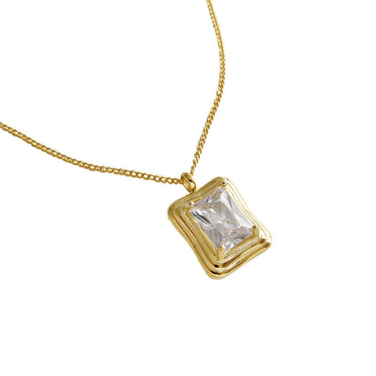 SQUARE CZ PENDANT NECKLACE