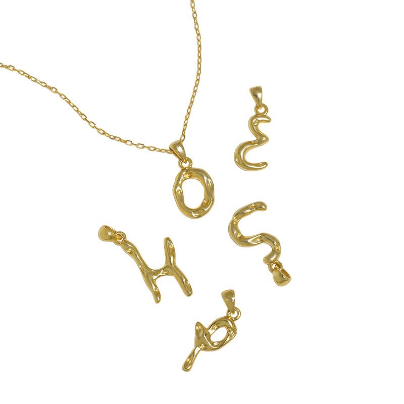 LIQUID A-Z PENDANT + NECKLACE (YELLOW GOLD)