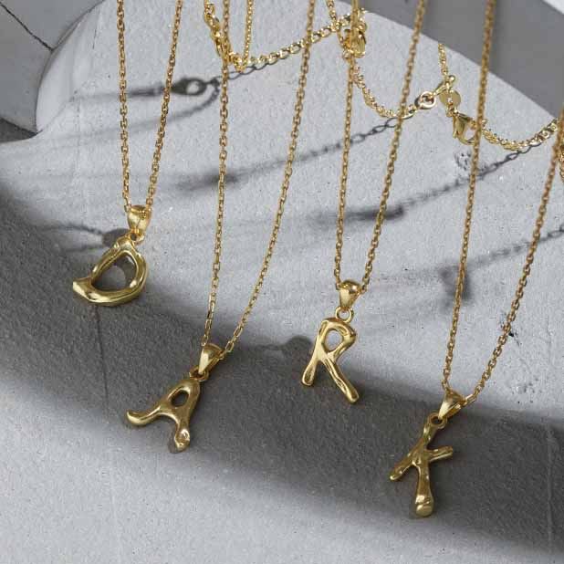 LIQUID A-Z PENDANT + NECKLACE (YELLOW GOLD)