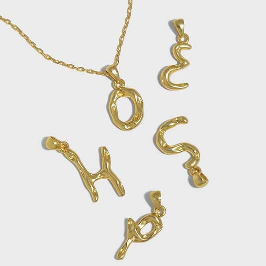 LIQUID A-Z PENDANT + NECKLACE (YELLOW GOLD)