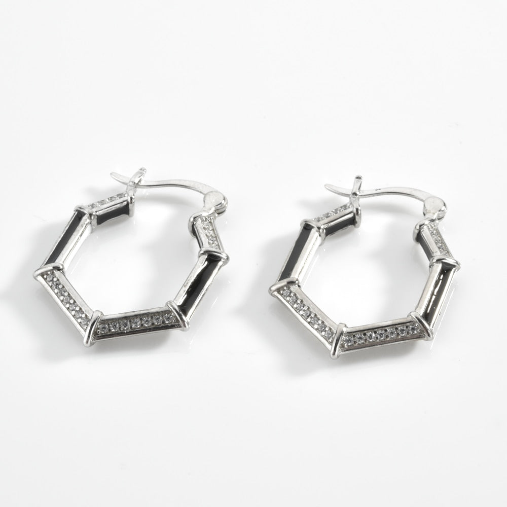 HEXAGON CZ HOOPS